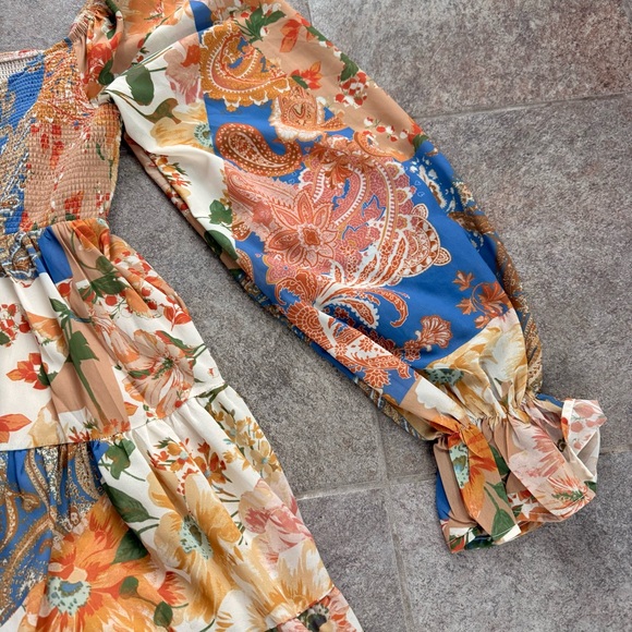 Aura Multicolor Floral Patchwork Dress Size Medium - Picture 3 of 6